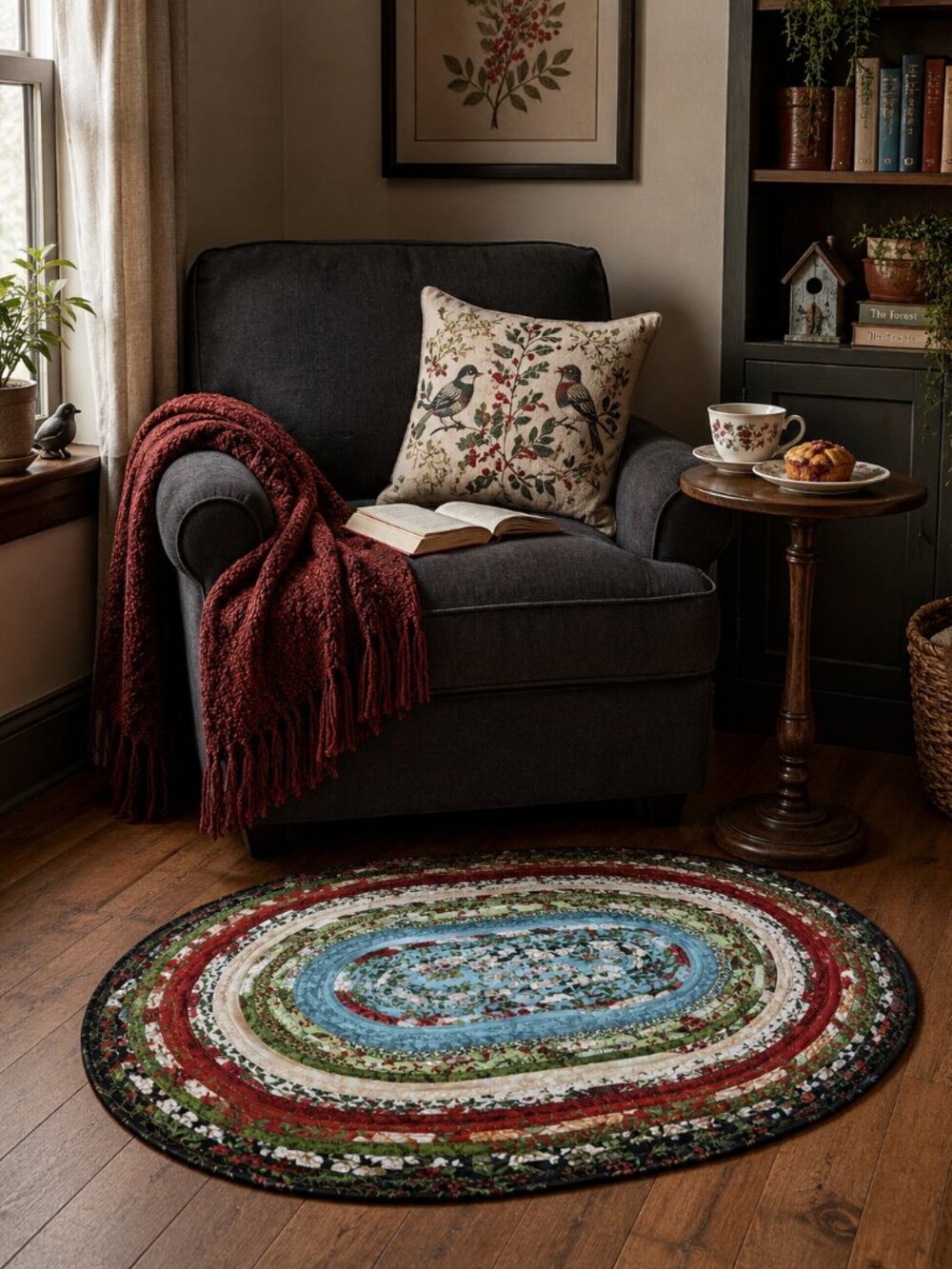 Christmas Print Jelly Roll Oval Rug